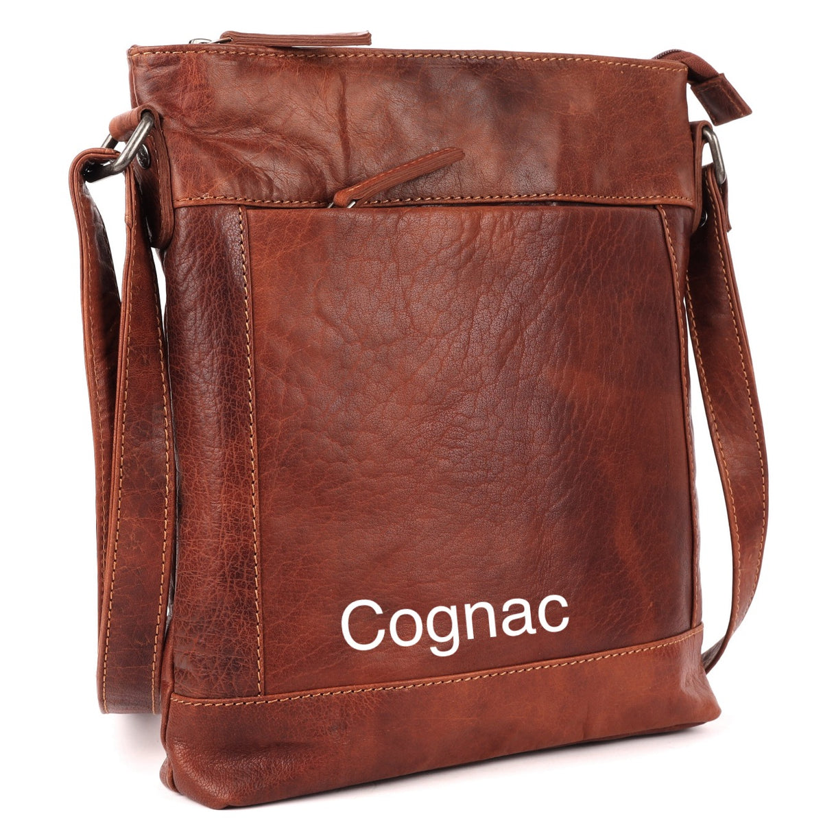 Unisex Structured Leather Crossbody Bag MELBOURNE - UARH1545