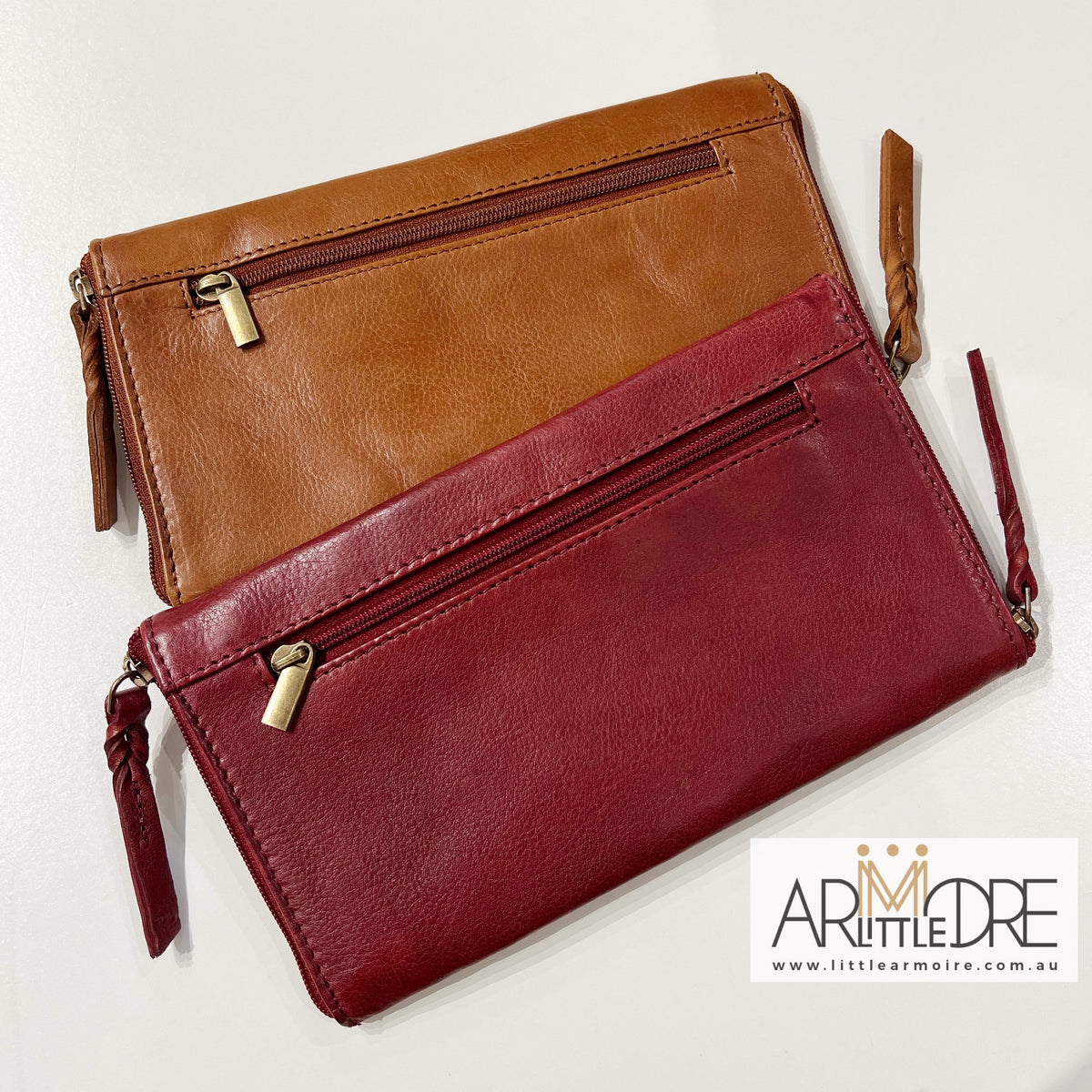 Washed Leather Double Sided Glasses Case with extra rear zipped pocket LA-6238