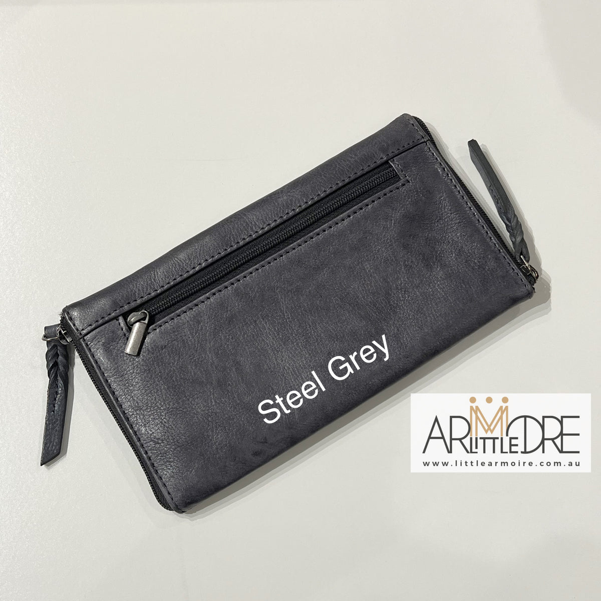 Washed Leather Double Sided Glasses Case with extra rear zipped pocket LA-6238