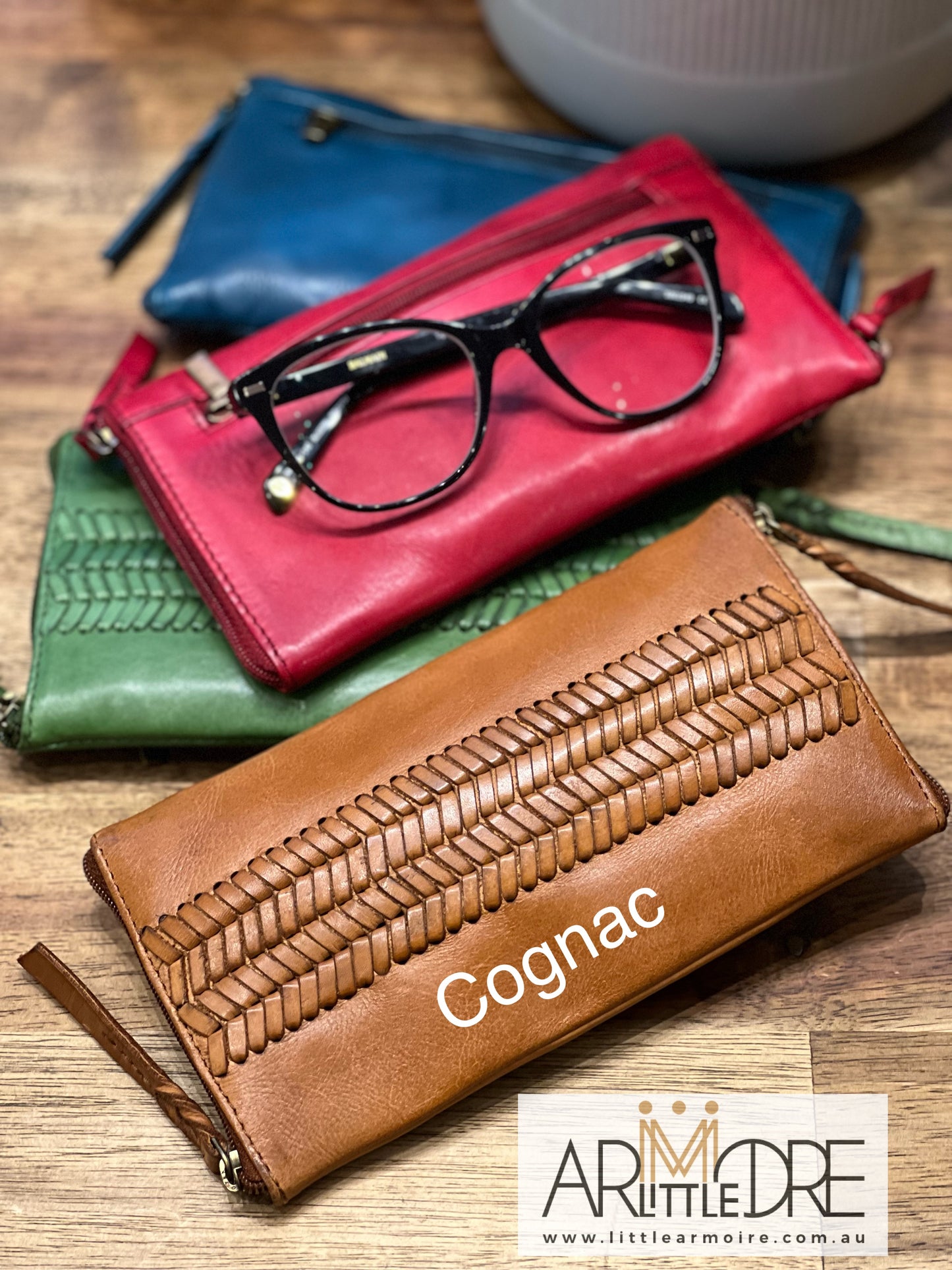 Vintage Woven Design Double Sided Glasses Case with extra rear zipped pocket LA-6233W (UALA6233W)