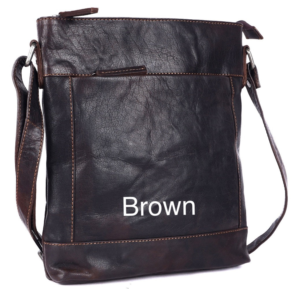 Unisex Structured Leather Crossbody Bag MELBOURNE - UARH1545