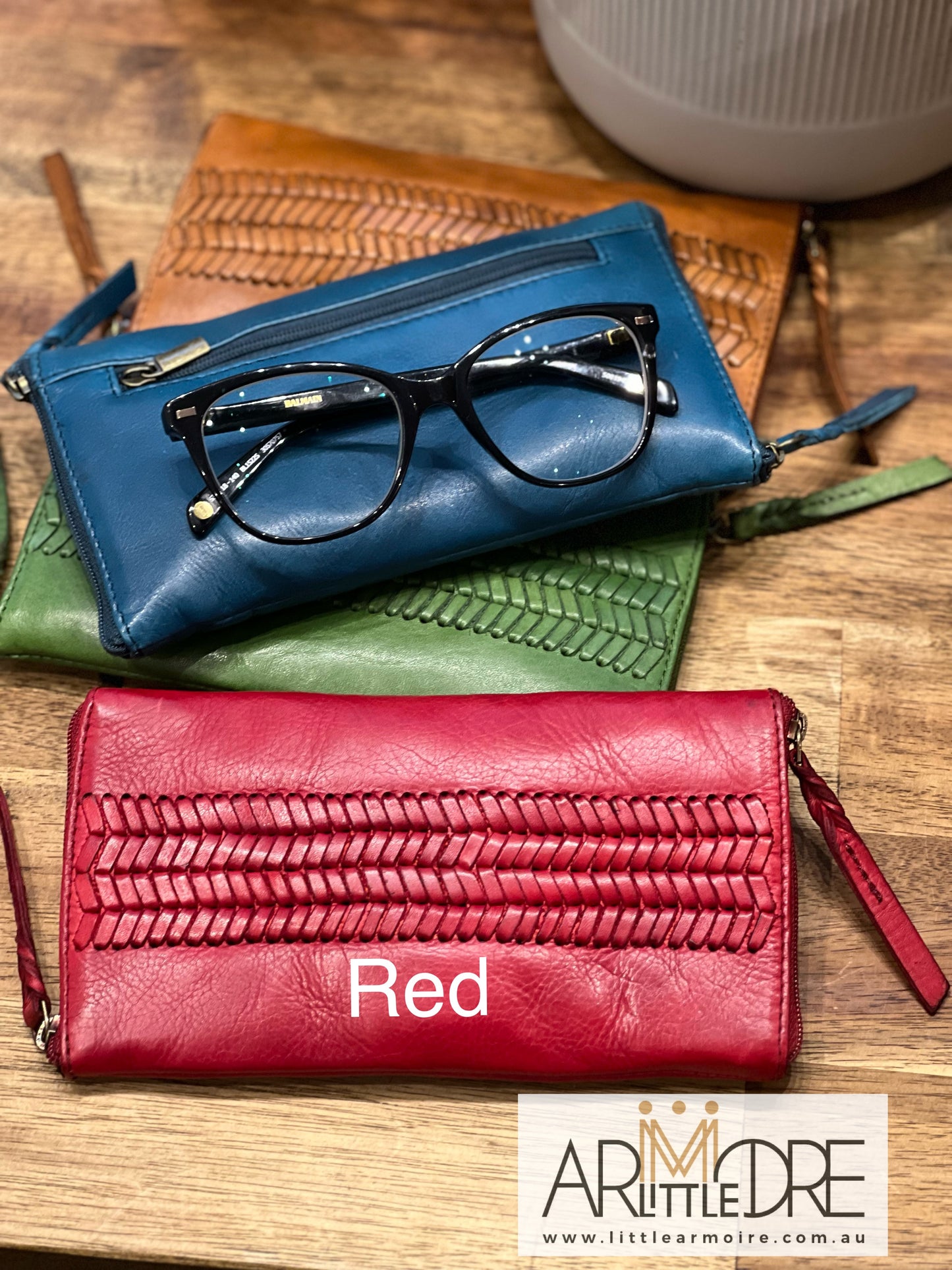 Vintage Woven Design Double Sided Glasses Case with extra rear zipped pocket LA-6233W (UALA6233W)