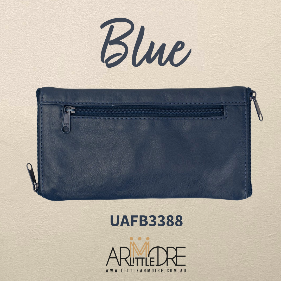 Soft Leather Double Sided Glasses Case with side pocket FB-3388 - 3 zip (UAFB3388)