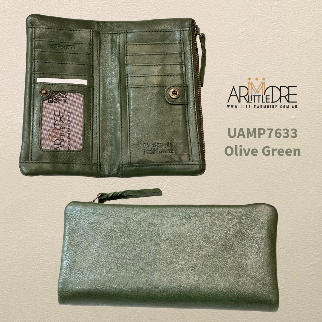 Soft Washed Leather Wallet with press stud UAMP7633