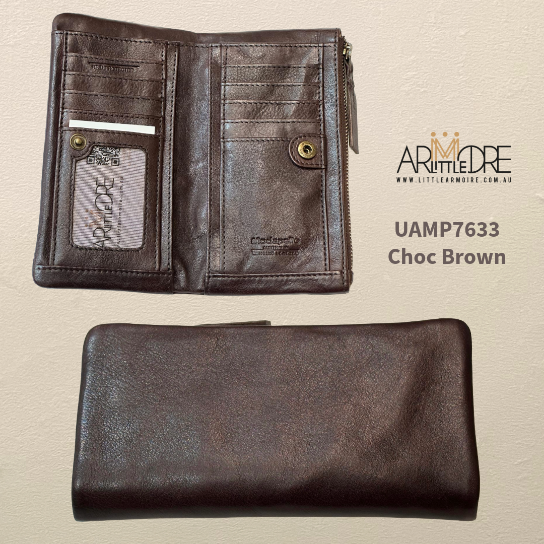 Soft Washed Leather Wallet with press stud UAMP7633