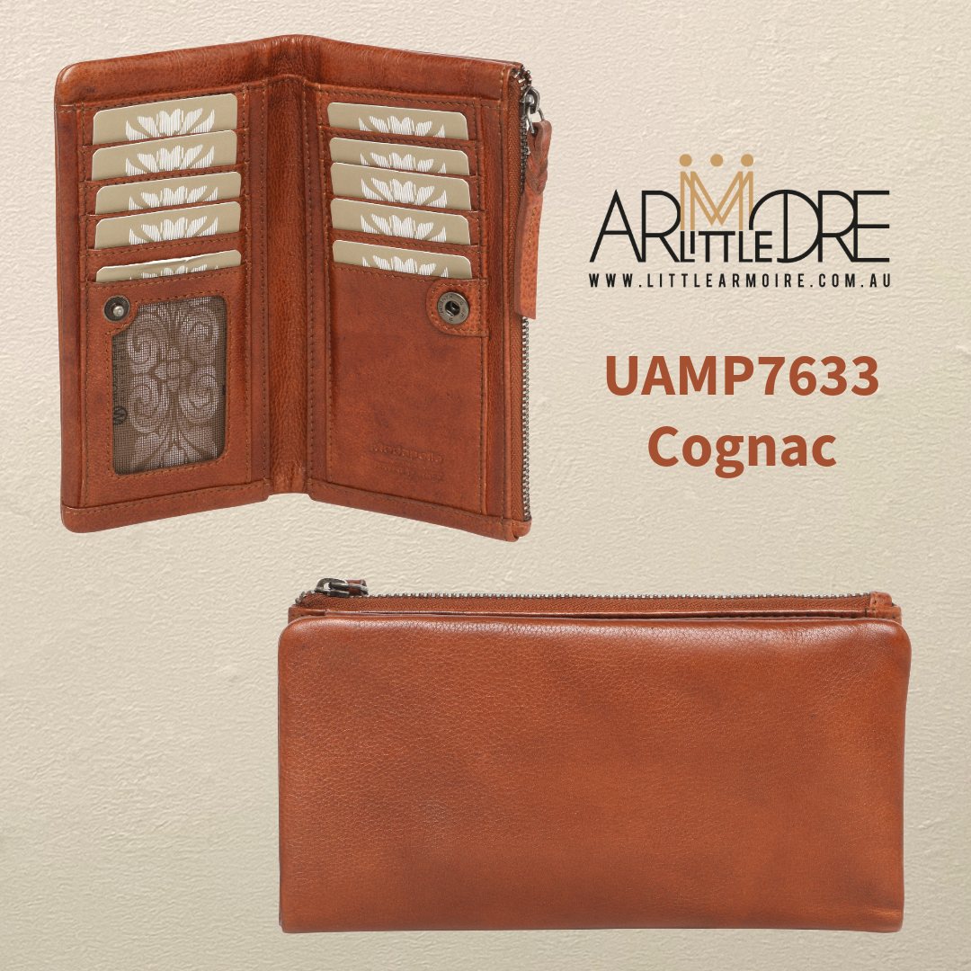 Soft Washed Leather Wallet with press stud UAMP7633