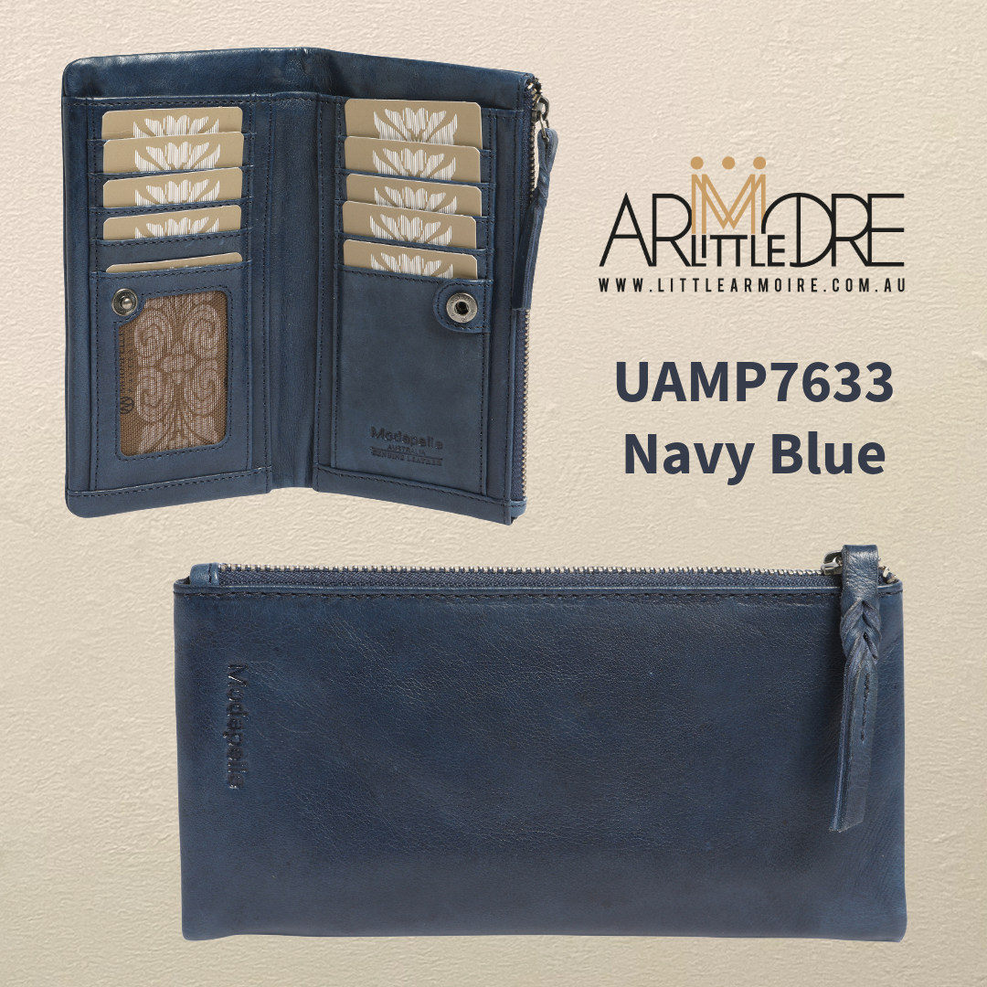 Soft Washed Leather Wallet with press stud UAMP7633