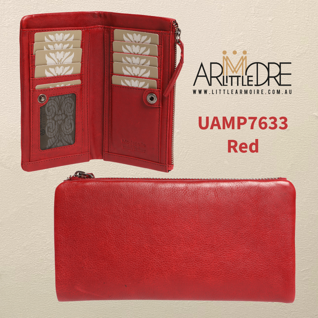 Soft Washed Leather Wallet with press stud UAMP7633