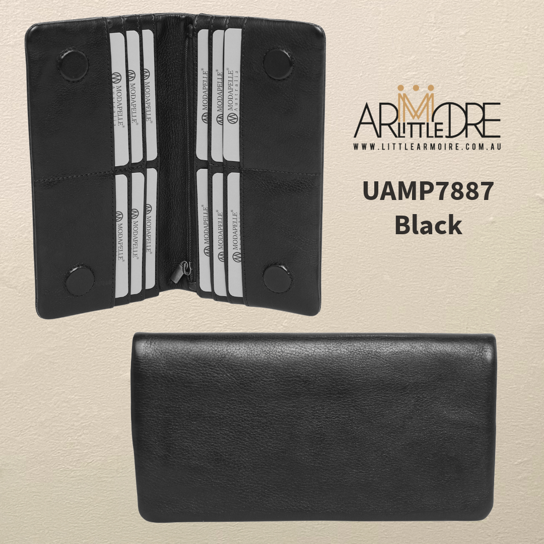 Soft Washed Leather Bid Fold Full Size Wallet with magnetic UAMP7887