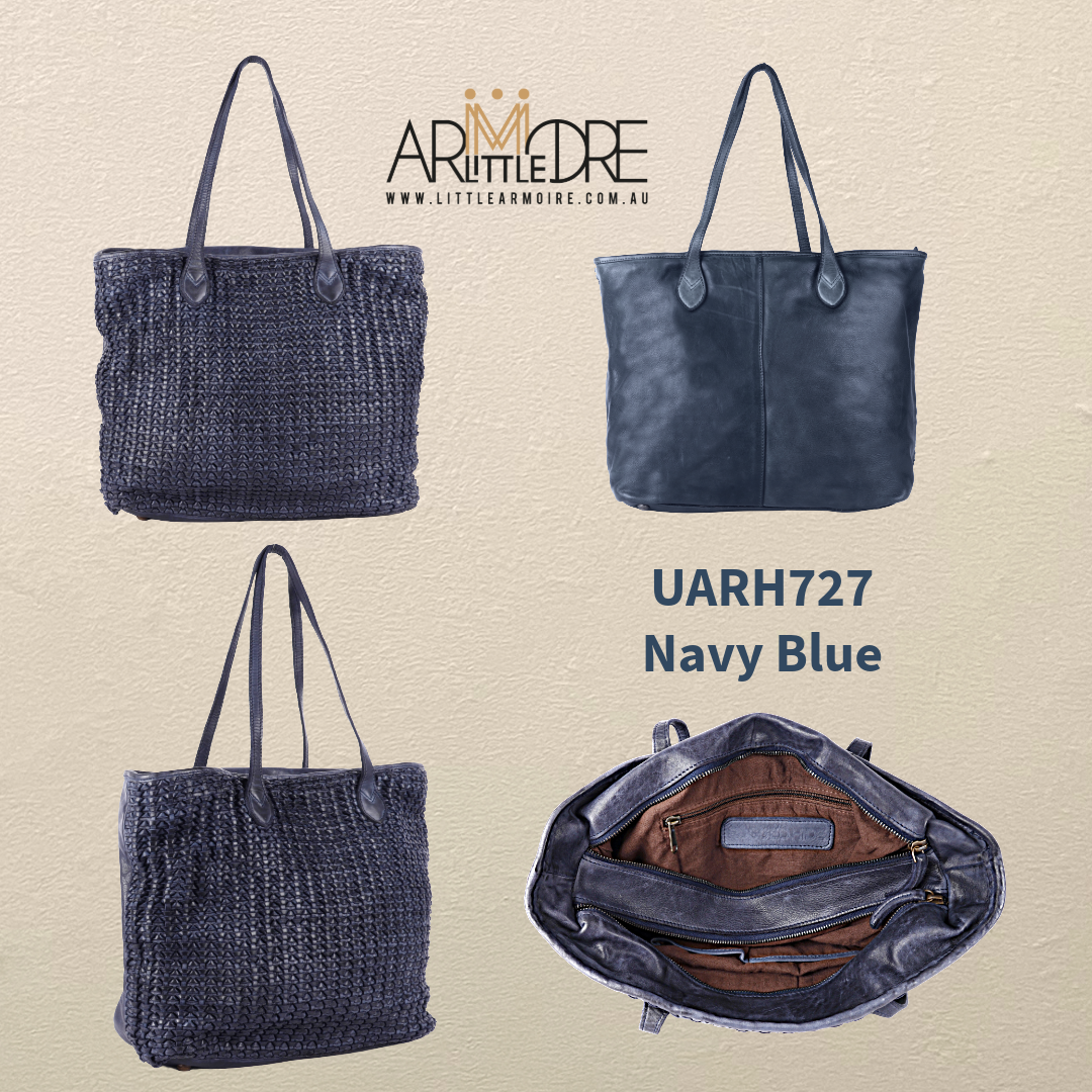 Large Woven Leather Shopper Shoulder Bag UARH727 Kalgoorlie