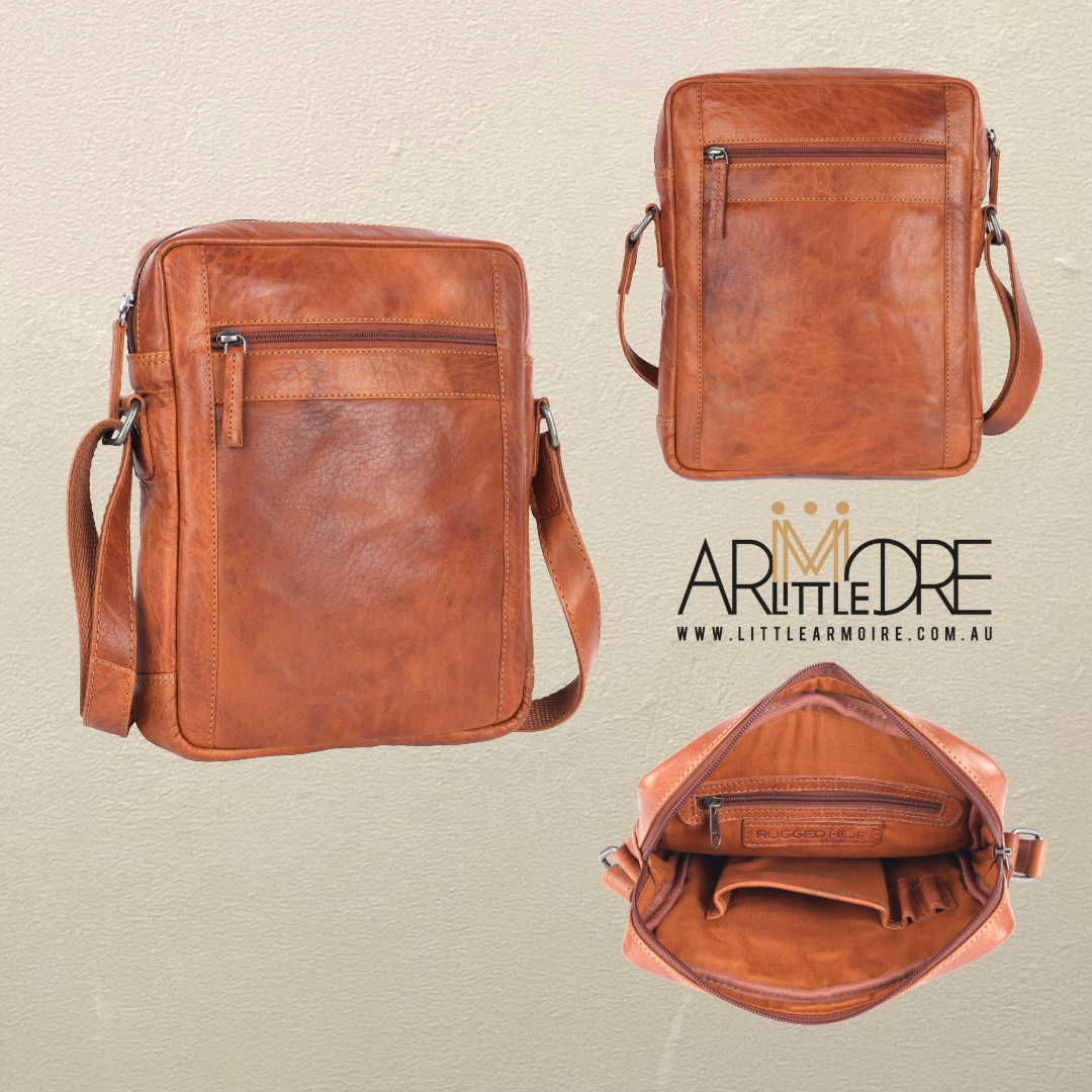 Unisex Structured Leather Crossbody Bag Danin - UARH2523