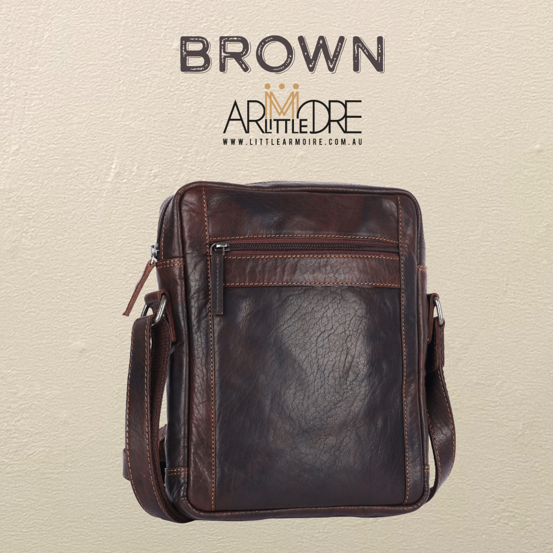 Unisex Structured Leather Crossbody Bag Danin - UARH2523