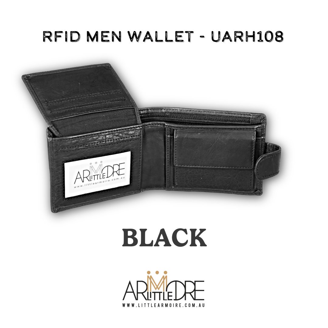 Men's Leather Wallet with Tab and Coin UARH108