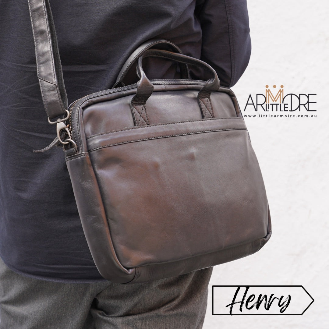 Vintage Business Leather Laptop / Document Brief Bag UARH4264