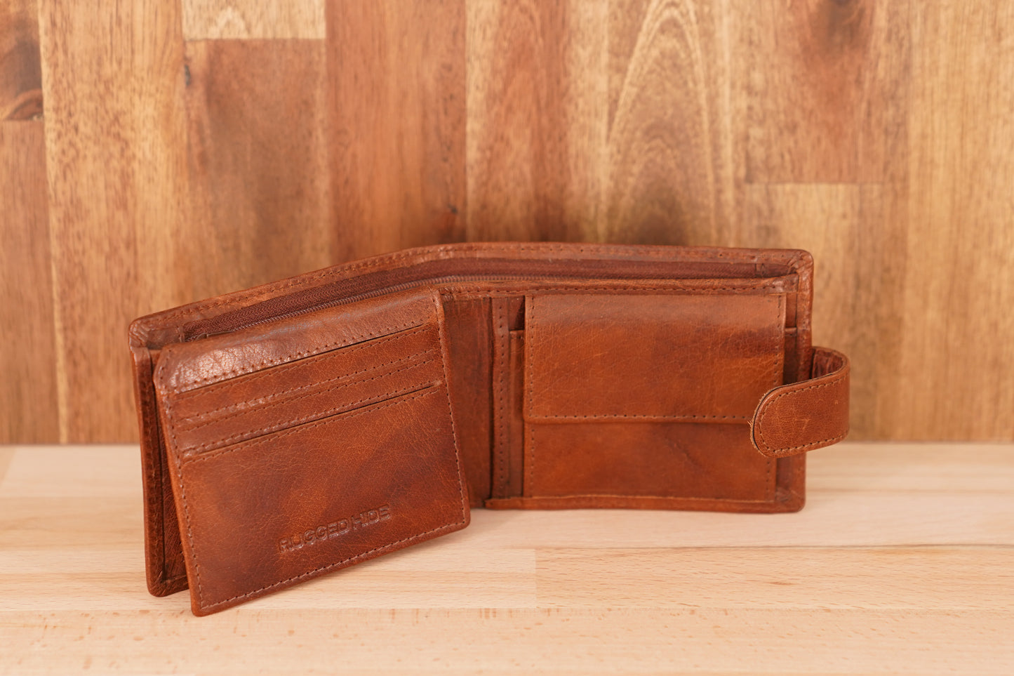 Men's Leather Wallet with Tab and Coin UARH108