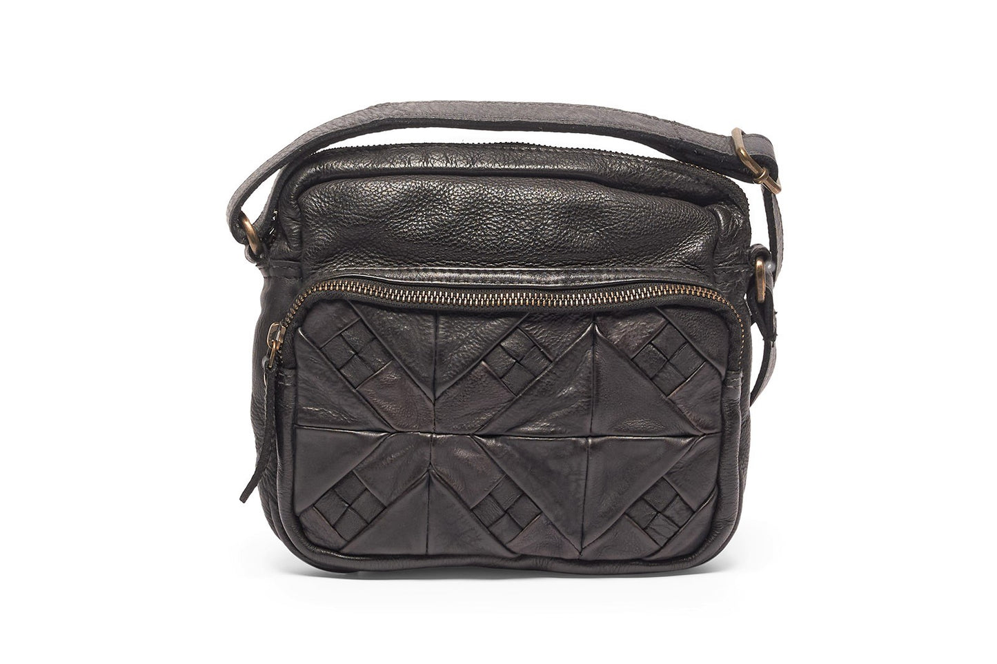 UARH237 Small Leather Woven Cross Body Bag