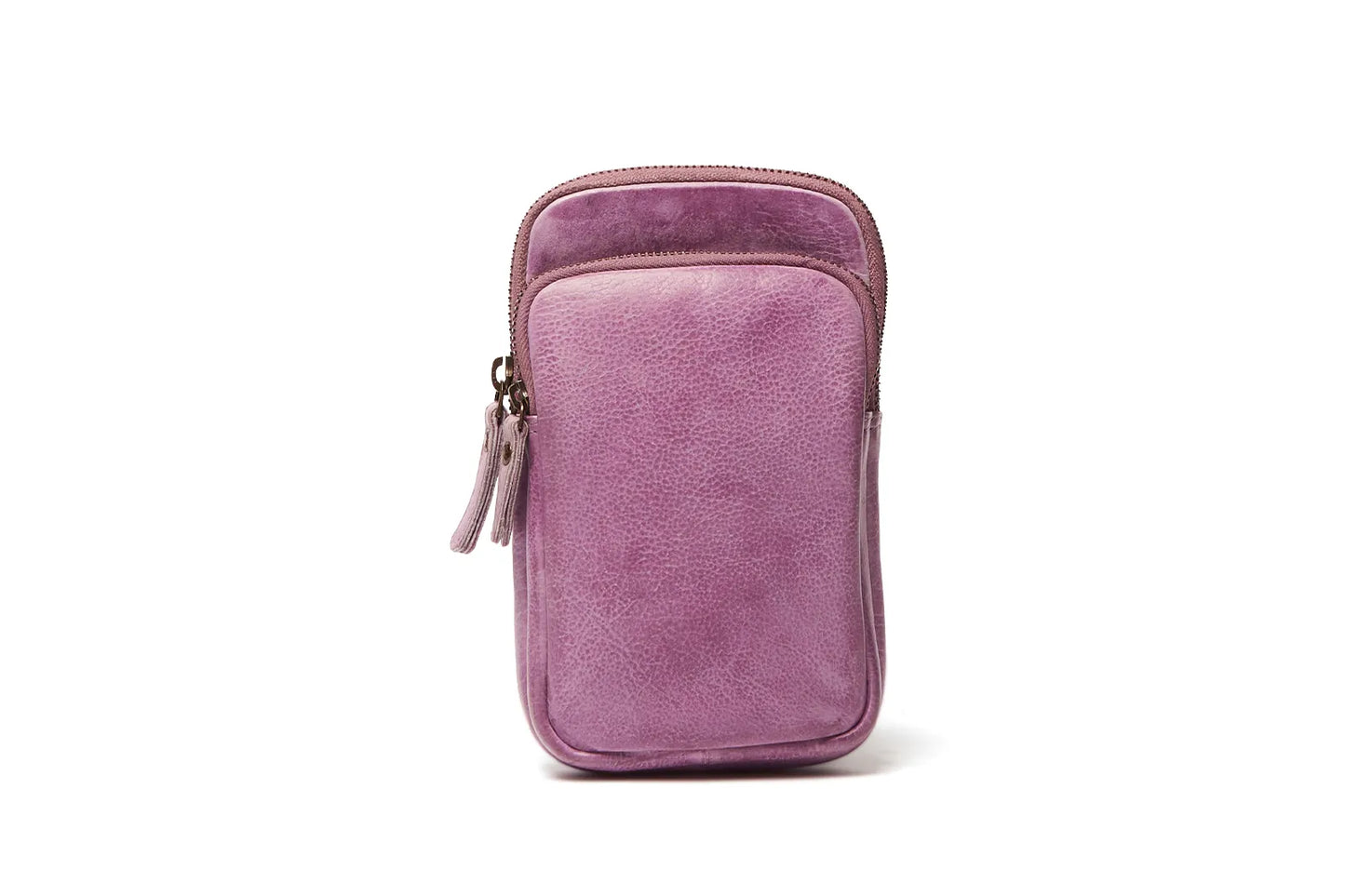 LA574 Soft Leather Mobile Phone Pouch with Two Zip Pockets