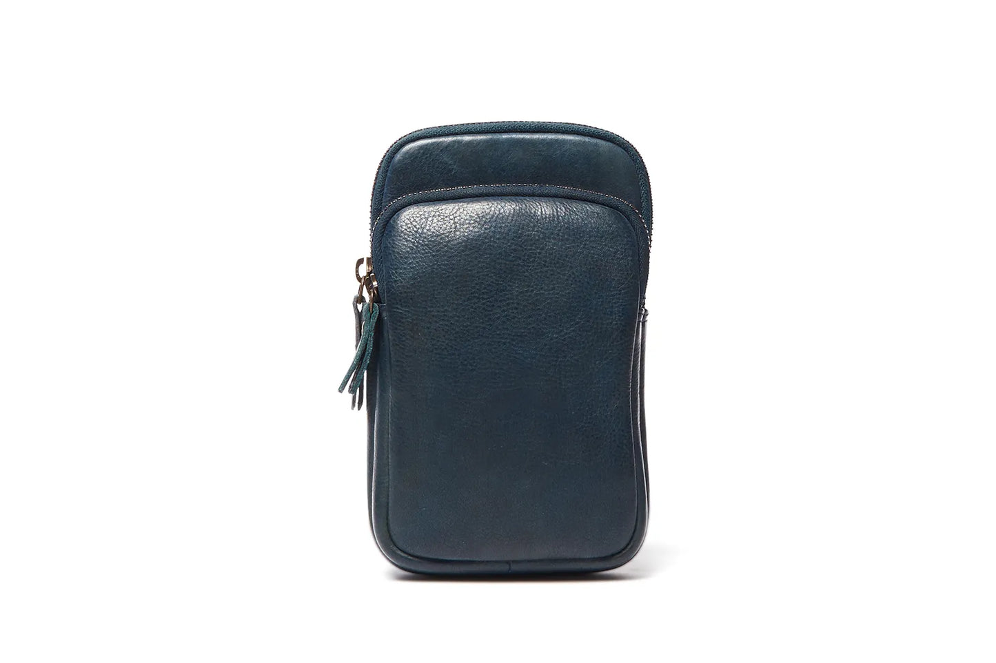 LA574 Soft Leather Mobile Phone Pouch with Two Zip Pockets