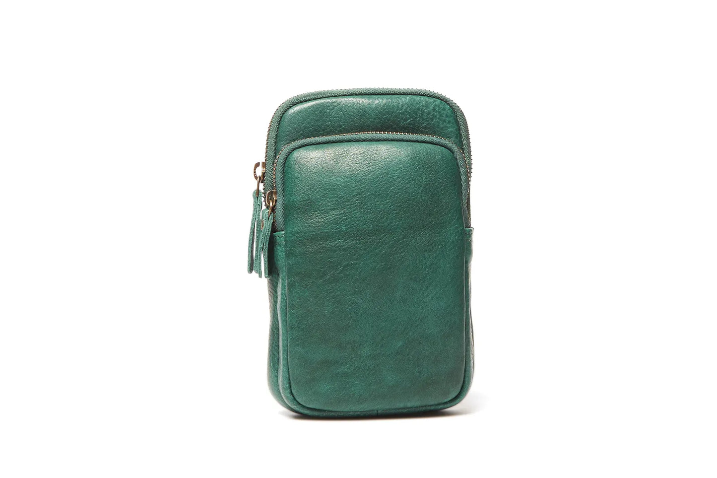 LA574 Soft Leather Mobile Phone Pouch with Two Zip Pockets