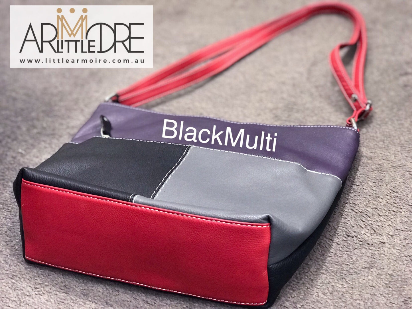 Franco Bonini FB-112 Multi Coloured Top Zip Leather Shoulder Bag - Little Armoire - Online Leather Goods Store Australia