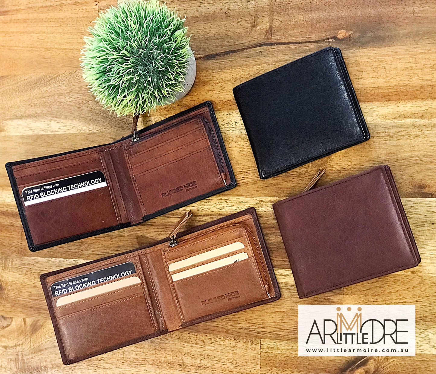 Two Tone Leather Wallet with Coin UARH3181