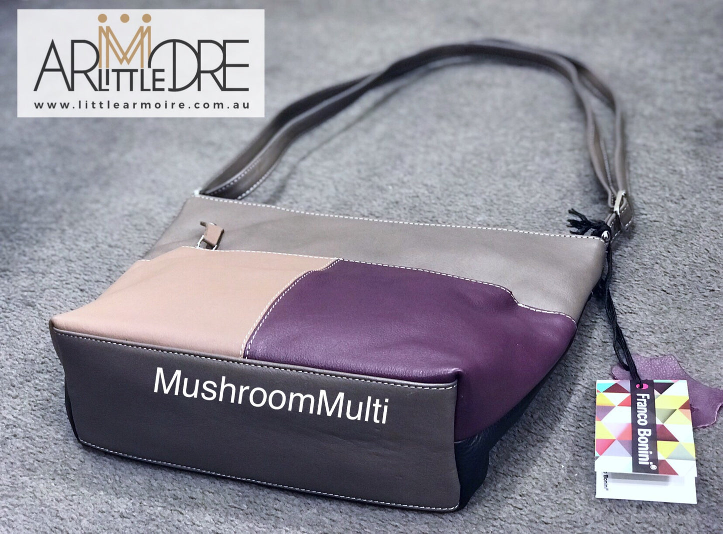 Franco Bonini FB-112 Multi Coloured Top Zip Leather Shoulder Bag - Little Armoire - Online Leather Goods Store Australia