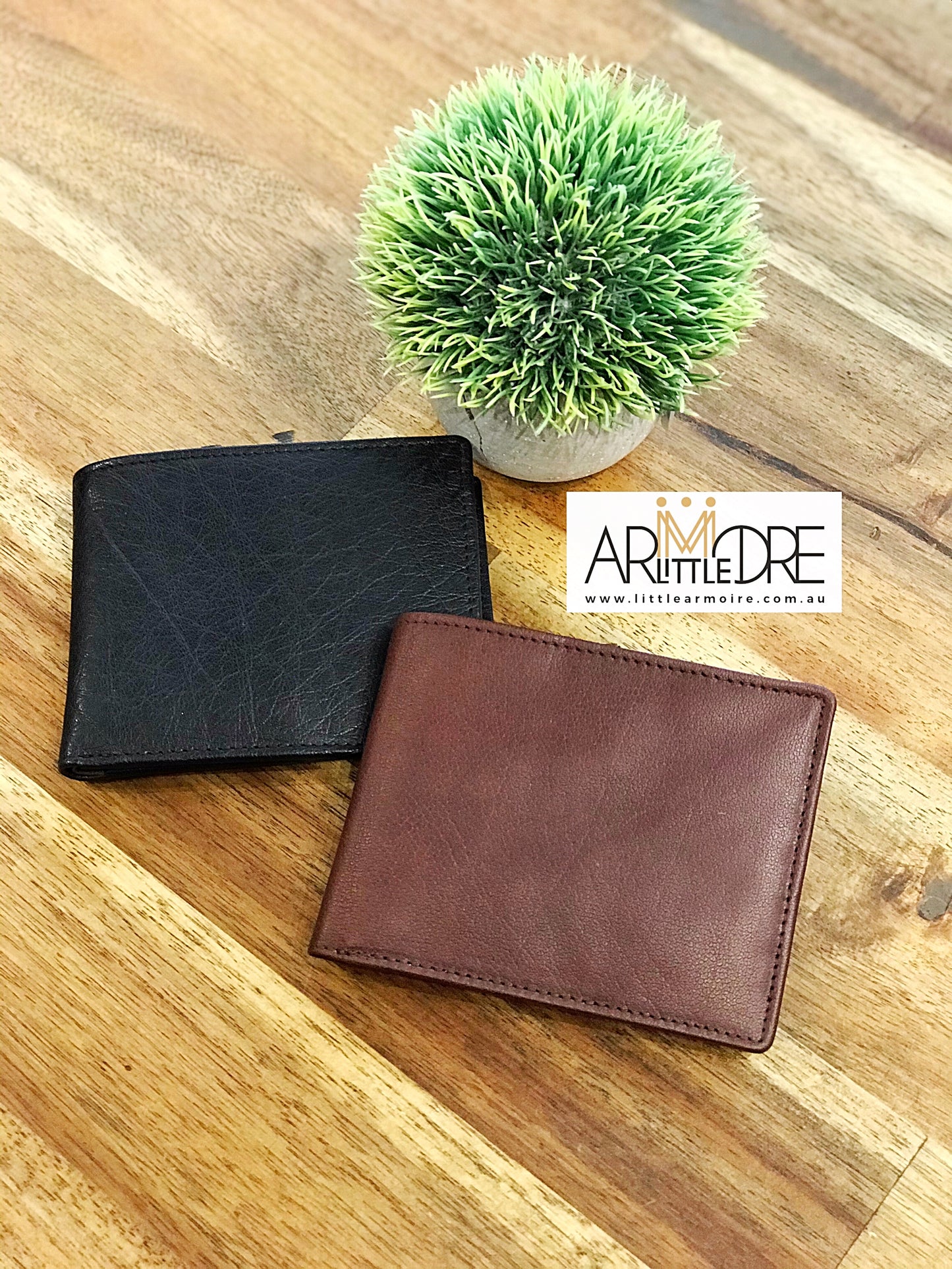 Two Tone Leather Wallet with Coin UARH3181