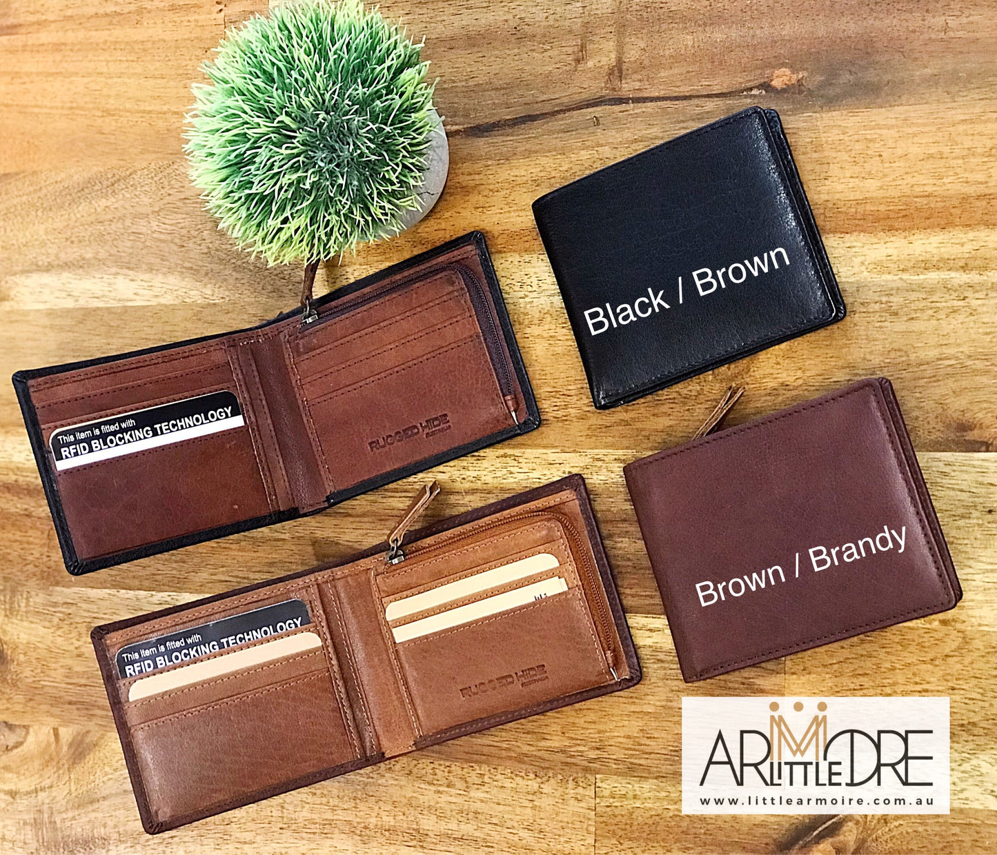 Two Tone Leather Wallet with Coin UARH3181
