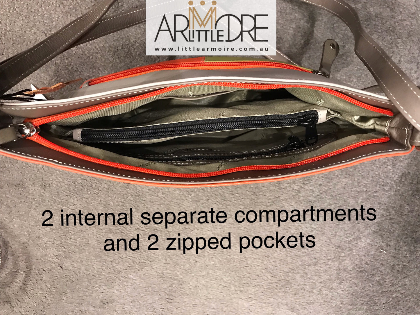 Franco Bonini FB-112 Multi Coloured Top Zip Leather Shoulder Bag - Little Armoire - Online Leather Goods Store Australia