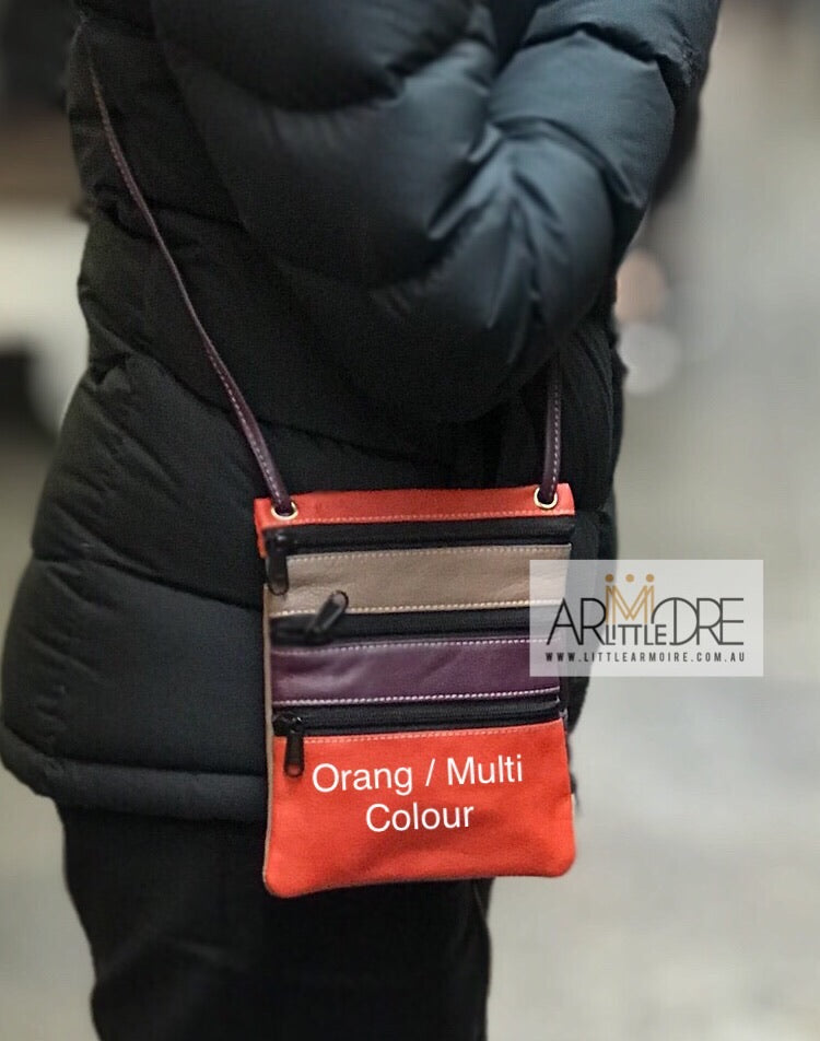 Multi Coloured Small Soft Sling Leather Bag UAFB144