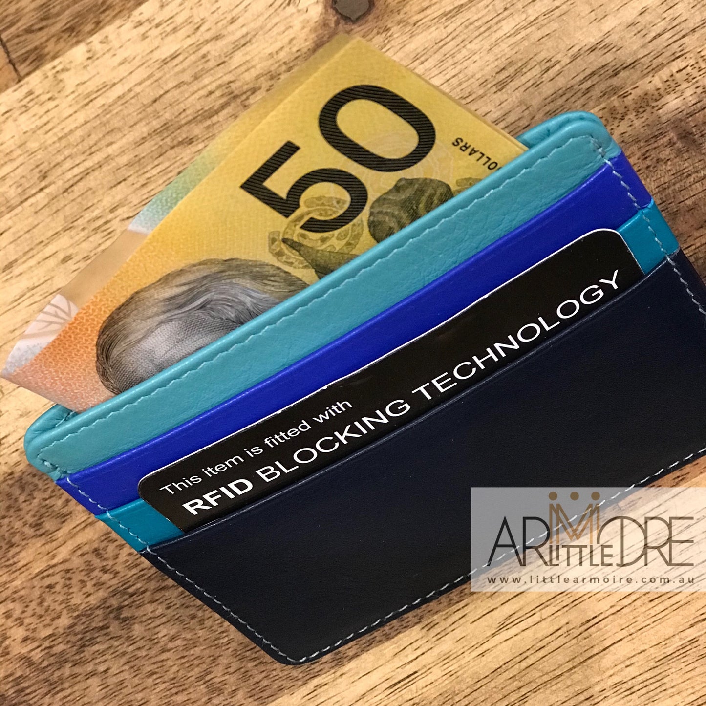 RFID Protected Leather Card Holder with ID Window - UARHSAF7202