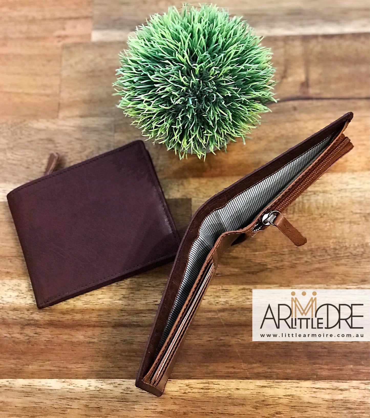 Two Tone Leather Wallet with Coin UARH3181
