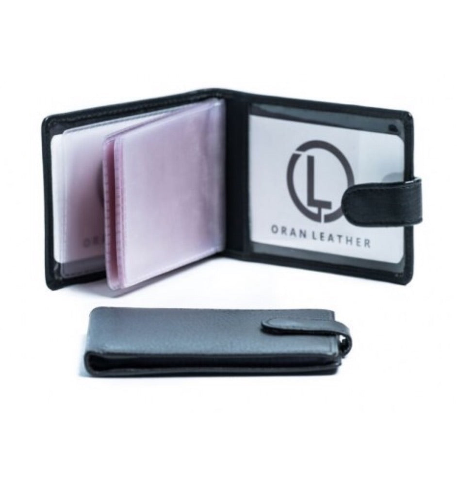 LA753 Leather Card Holder with Press Stud Tab