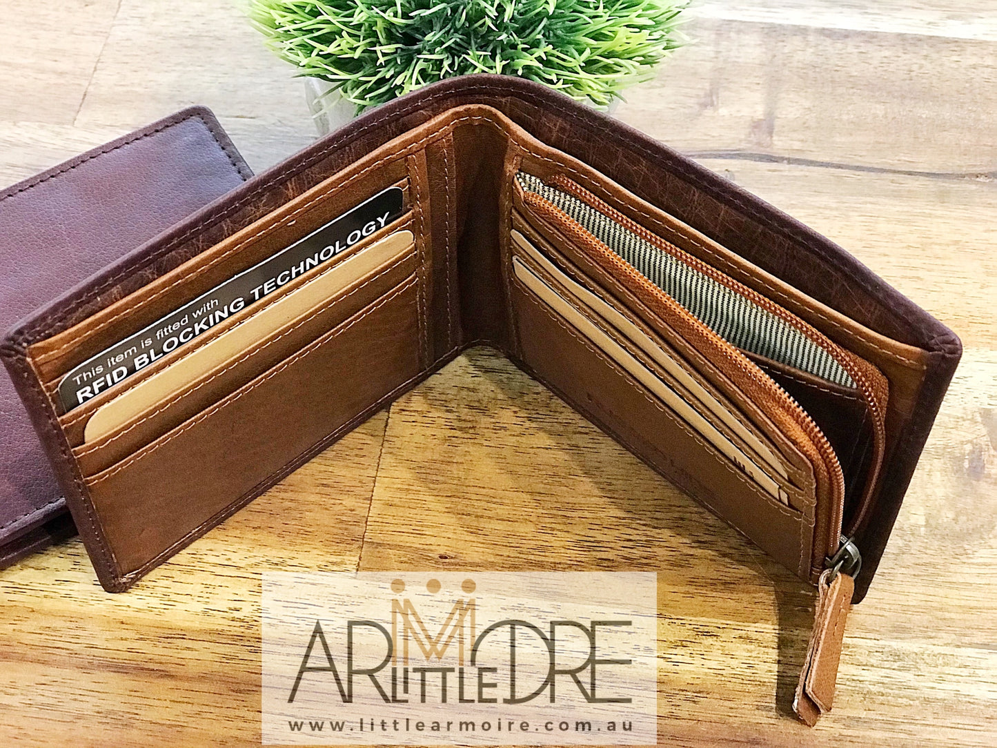 Two Tone Leather Wallet with Coin UARH3181