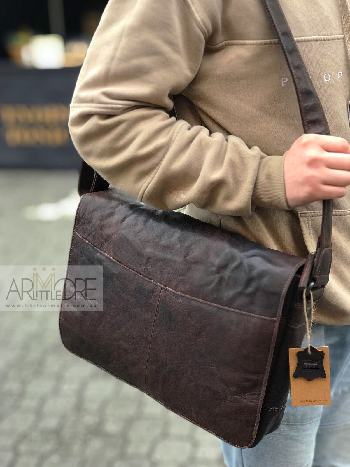Rugged Hide RH-7001 Ottawa Leather Satchel Laptop Bag