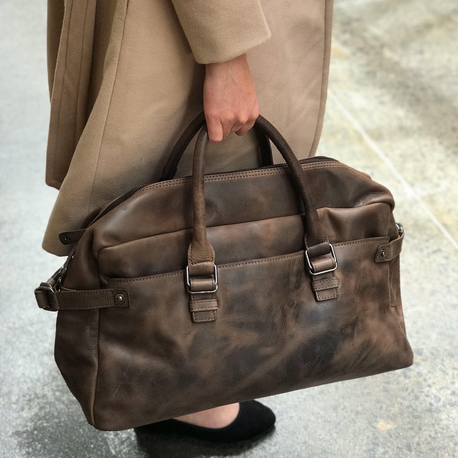 Rugged Hide Leather Overnight Bag 