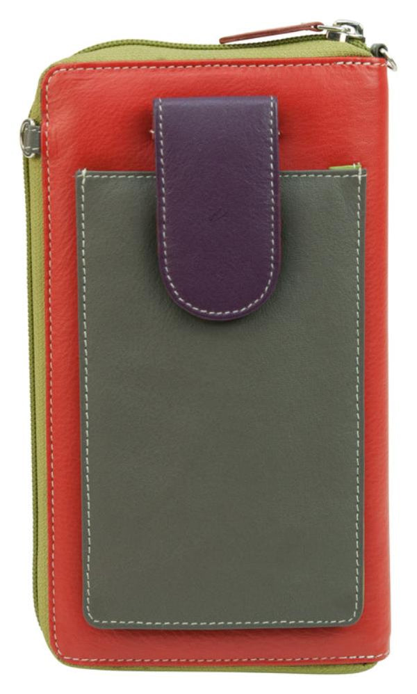 Leather Mobile Phone Pouch with zip around wallet
