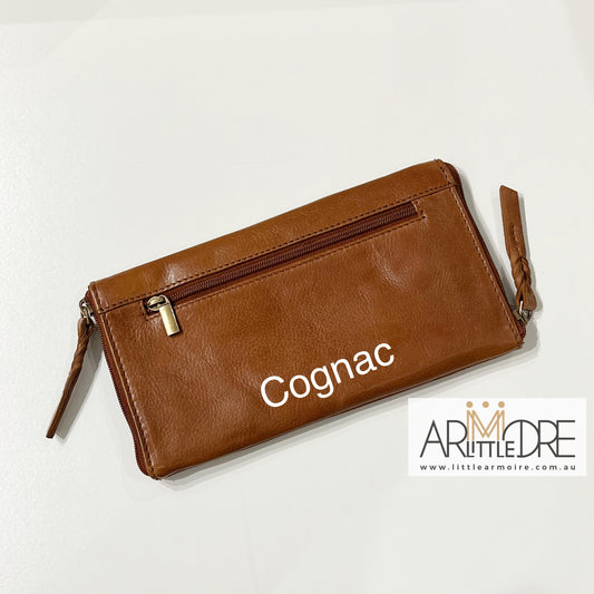 Washed Leather Double Sided Glasses Case with extra rear zip pocket LA-6238 (UALA6238)