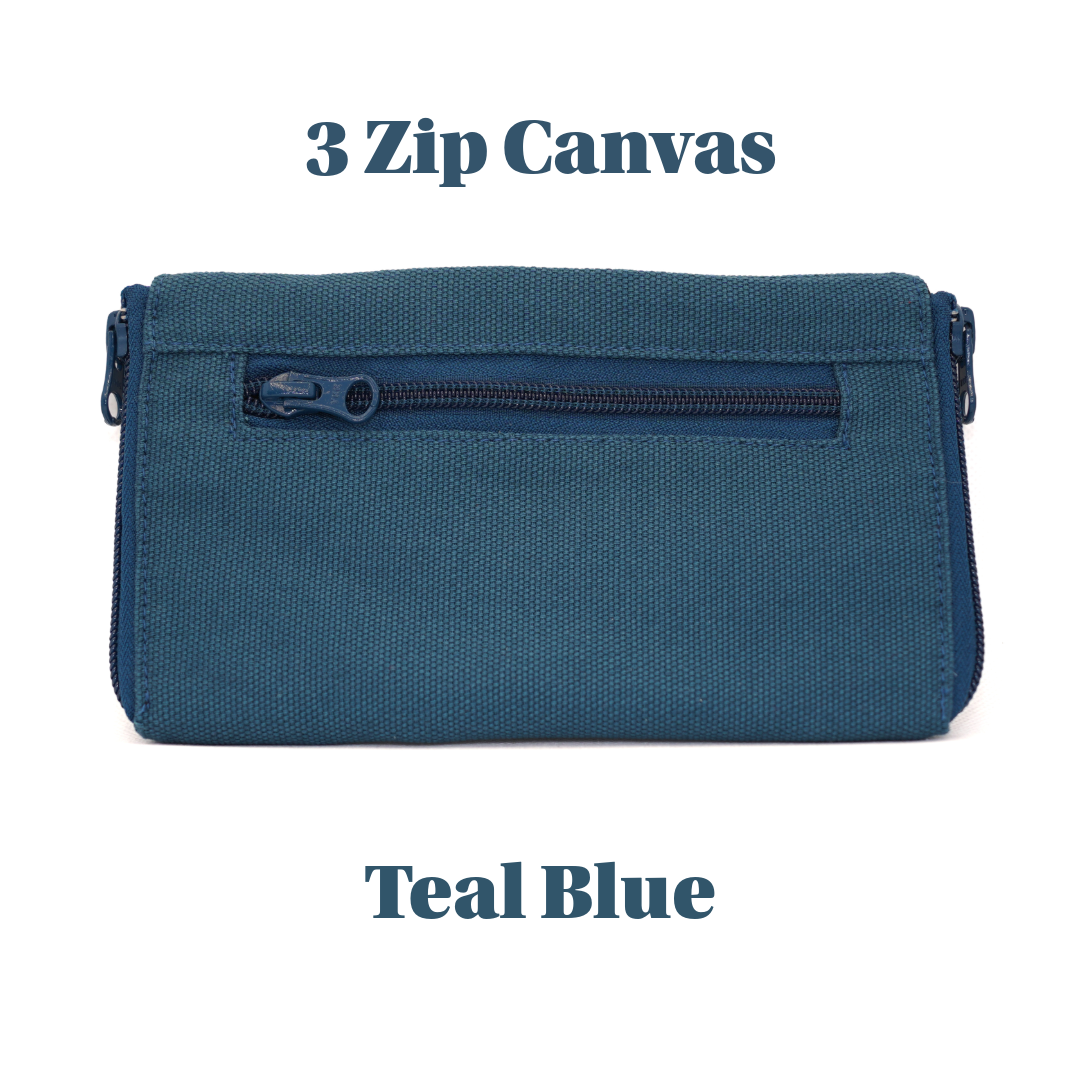 3 zip Premium Canvas Double Sided Glasses Case UACC8325