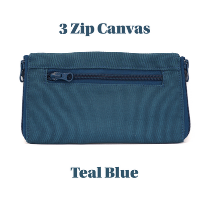 3 zip Premium Canvas Double Sided Glasses Case UACC8325