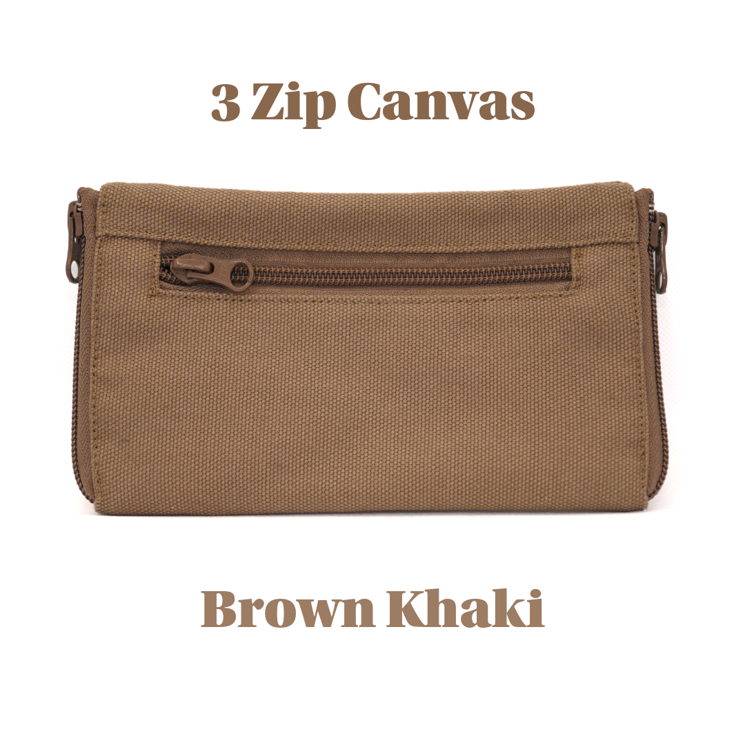 3 zip Premium Canvas Double Sided Glasses Case UACC8325