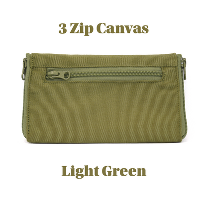 3 zip Premium Canvas Double Sided Glasses Case UACC8325