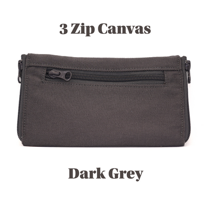 3 zip Premium Canvas Double Sided Glasses Case UACC8325