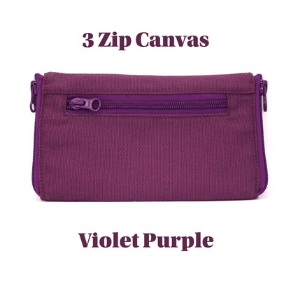3 zip Premium Canvas Double Sided Glasses Case UACC8325