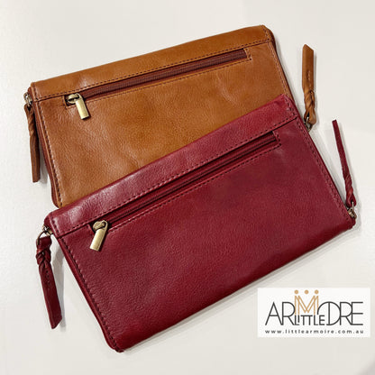 Washed Leather Double Sided Glasses Case with extra rear zipped pocket LA-6238 (UALA6238)