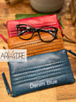 Vintage Woven Design Double Sided Glasses Case with extra rear zipped pocket LA-6233W (UALA6233W)