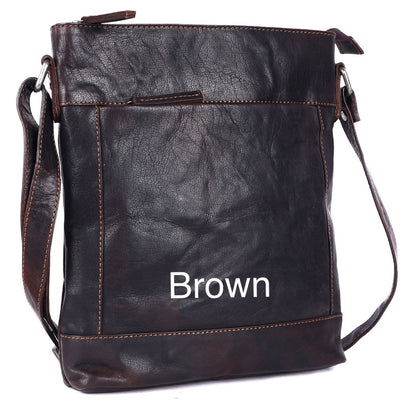 Unisex Structured Leather Crossbody Bag MELBOURNE - UARH1545