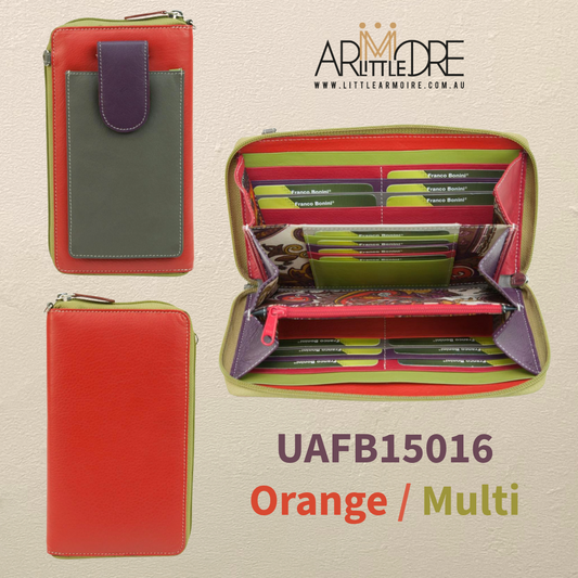 Leather Mobile Phone Pouch with zip around wallet UAFB15016