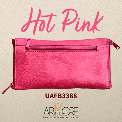 Soft Leather Double Sided Glasses Case with side pocket FB-3388 - 3 zipped (UAFB3388)