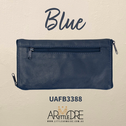 Soft Leather Double Sided Glasses Case with side pocket FB-3388 - 3 zip (UAFB3388)